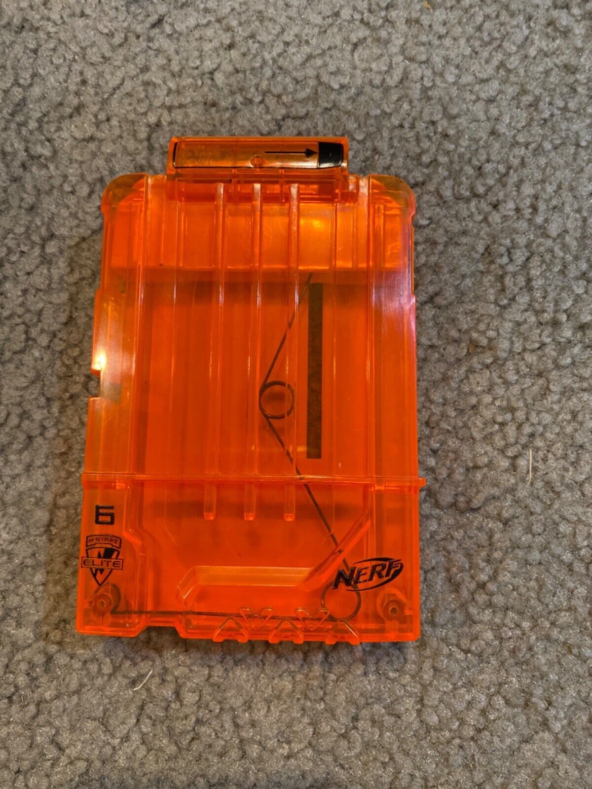 Nerf N-Strike Elite 6 Round Dart Gun Ammo Clip Magazine Orange Clear Side - $8.59