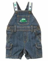 GYMBOREE AUTO BABY DENIM CAR SHORTALL OVERALLS 6-12 NWT - $12.82
