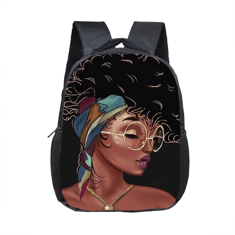 Afro Girl with Crown Backpack Children School Bags Black Girls Boobag Kids Kinde - £24.36 GBP