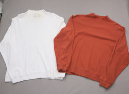 Scandia Woods Mock Neck Lot of Two White Orange Shirts Large Classic Core - $23.39