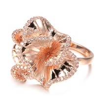 New Crystal Flower Wedding Rings For Women Rose Gold Zircon Engagement Rings Fas - £9.94 GBP