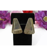 Vintage STERLING SILVER Triangle Pierced EARRINGS 925 Gldtn Signed WOODS... - $18.80