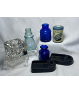 Vtg Ink Well Dip Glass Bottles Pelikan Tin Carter&#39;s Ink Junior Cube Stan... - £31.46 GBP