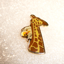 Eagle and Giraffe Gold-Toned Domed Enamel Pin - $5.89