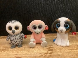 TY Mini Boos Lot of 3 OSCAR Blue Owl, Cherry  Monkey, Duke St Bernard Figurine - $9.41