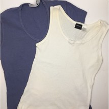 Set of 2 Xhilaration Girls Tops Tee T-Shirt Tank Top Blue White Spring S... - £15.94 GBP