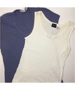 Set of 2 Xhilaration Girls Tops Tee T-Shirt Tank Top Blue White Spring S... - £15.79 GBP
