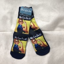 Women&#39;s crew socks Rosie the Riveter We Can Do It yellow blue NWT - £7.90 GBP