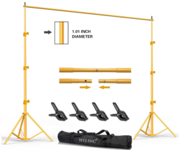 10x8.5ft Gold Backdrop Stand Kit, Adjustable Photo Studio Frame-by HYJ-I... - £29.34 GBP