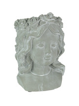 Whitewashed Gray Concrete Flower Girl Wall Mount Head Planter 9.25 Inches High - £21.58 GBP