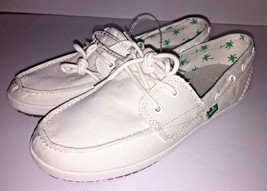 Sanuk Boat Shoes Womens Off White Canvas Comfort Sidewalk Surfers Sailaw... - £31.95 GBP