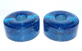PAIR MCM JAROSLAV SVOBODA KARLOV CZECH REPUBLIC BLUE GLASS TAPER CANDLE ... - $98.99