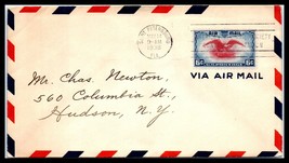 1938 US Air Mail Cover - Saint Petersburg, Florida to Hudson, New York D25 - $2.96