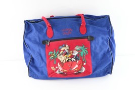 Vintage 90s Looney Tunes Spell Out Handled Carry On Weekender Travel Bag Blue - £48.06 GBP