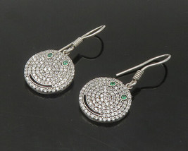 925 Sterling Silver - Vintage Shiny Topaz Smiley Face Dangle Earrings - EG10894 - £26.65 GBP