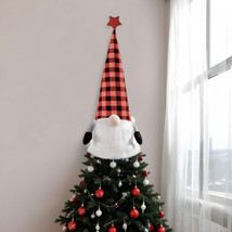 27&quot; Black And Black Felt And Faux Fur Gnome Adjustable Height Tree Topper - $1,255.94 MXN