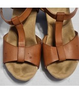 MUK LUKS Women Size 8M Brown Leather 4&quot; Block Heel Sandals Shoes Ankle S... - €11,85 EUR
