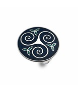 Celtic Triskele &amp; Trinity Knot Enamel Scarf Ring  - Blue - Gift Boxed - $25.25