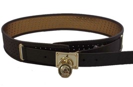 Michael Kors Perforated Saffiano Leather Wide Belt Chocolate Medium - £25.53 GBP