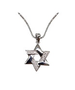 Silver Tone Star of David Bronze Rhodium Plated CZ Pendant Chain Necklac... - $38.96 CAD