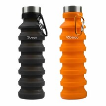 BEQU 550ml/18 fl oz Collapsible Silicone Water Bottle - Set of 2 (Black,... - $34.27 CAD