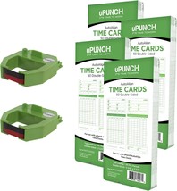 uPunch 2 Pack Ribbon/200 Card Combo for Green HN3000 AutoAlign Time Clocks - $1,415.43 MXN