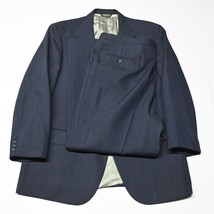 Vtg Sansabelt 44R 38x30 Navy Blue Glenn Check USA Made Mens Jacket Pants Suit - $99.99