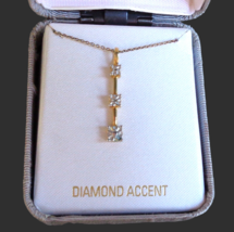 Vtg 18K Vermeil Sterling Silver Pendant Necklace Diamond Accent 925 RSE Italy - £26.47 GBP