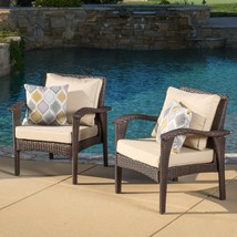 Bleecker Outdoor Wicker Club Chair With Cushion, Set Of 2 - £346.46 GBP