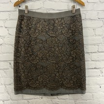 Loft Pencil Skirt Womens Sz 8 Brown Gray Lace Short - $15.84