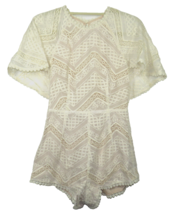 Line + Dot Women&#39;s Romper Ivory Lace Butterfly Sleeve Size Small - £30.91 GBP