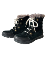 Sorel Explorer Joan Winter Boots Black Suede Faux Fur Trim Waterproof-Wo... - £45.46 GBP
