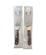 2 Pcs Stainless Steel Wood Spatula Slotted Fish Turner Flipper Cook Tool... - $15.83