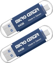 Micro Center SuperSpeed 2 Pack 64GB C and A 2 in 1 Dual USB 3.0 Flash Drive OTG  - £30.62 GBP