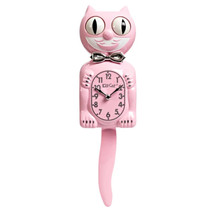Retro Bubble Gum Pink Kitchen Edition Kit-Cat Klock Chrome bow tie &amp; clo... - $74.95