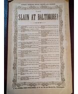 1861 Slain À Baltimore Guerre Civile Riot Broadside Ballad Auner Phila 9... - $437.10
