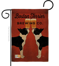 Boston Terrier Brewing Burlap - Impressions Decorative Garden Flag G160117-DB - £18.20 GBP