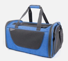 Pet Carrier w/ Wheels For Cat/Dog, Airline Approved &amp; Telescopic Handle (BLUE) - £23.35 GBP