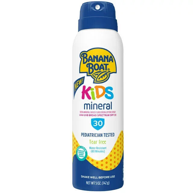 Primary image for Banana Boat 100% Mineral Kids Sunscreen Spray, SPF 30, 5oz. 1 Pack