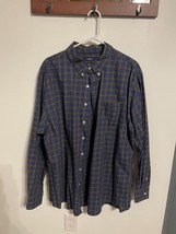 Croft &amp; Barrow Blue Yellow Plaid Easy Care Button Down Men&#39;s Large XL - $14.96