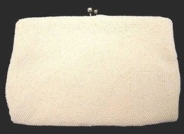 Vintage Clutch Purse Richere White Seed Bead  Japan 1950’S - $30.29