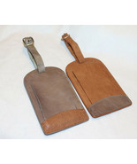 Leather LUGGAGE TAG Brown | Bag Tags Suitcase Identifiers Travel Tags 2pcs - £12.44 GBP