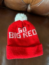 Vintage University of Wisconsin Madison GO BIG RED &amp; White Knit Winter Beanie - £11.72 GBP