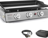 Portable 24-Inch 3-Burner Table Top Gas Grill Griddle With Cover, 25,500... - $129.98