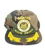 United States Army Veterans Camo Hat Made In USA Vintage Trucker Cheese - $20.84