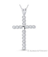 Cubic Zirconia Crystal Bezel Crucifix Cross .925 Sterling Silver Rhodium... - $927.58 MXN+