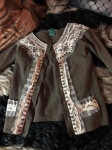 KENZIE GIRL Romantic Sage Green Embroidered Beaded Cardigan Size SP - £11.86 GBP