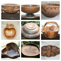 Old Primitive Vintage Wooden Trencher Dough Bowl Basket Hewn Carved Wood... - $31.25+