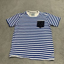 HUNTINGTON BC Men Striped Floral Front Pocket Blue White Size Small Mixe... - £21.31 GBP