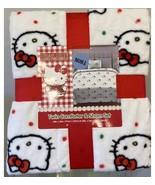 Hello Kitty SUPER SOFT Christmas White W/Red&amp;Green Dots Twin Set &amp;Shams - $49.95